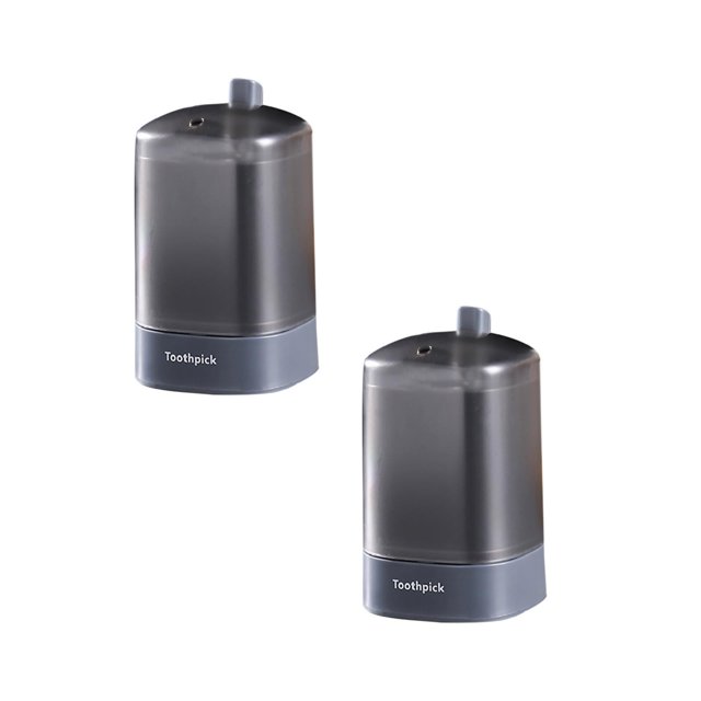 Oleegame 2PC Stainless Steel Cutlery Set Automatic Pop-up Toothpick Box Holder Container Portable Toothpick Dispenser Gray
