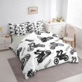 thumbnail image 2 of Castle Fairy Dirt Bike Pattern Bedding Comforter Set 7 Pieces for Boys, "Braaap" Print Full Bedding Set for Bedroom, Black White,Grey Reversible, 2 of 7