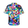 thumbnail image 3 of Balery Colorful Tie Dye Stained Glass 2 Print Men's Hawaiian Shirts Short Sleeve Beach Shirt Relaxed Fit Vacation Button Down Shirts-3X-Large, 3 of 9