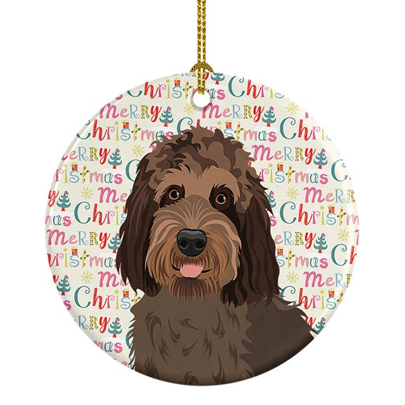 Doodle Tricolor #3 Christmas Ceramic Ornament 2.8 in x 2.8 in