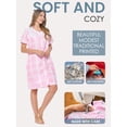 thumbnail image 3 of Casual Nights Women's Snap Front House Dress, Lightweight Short Sleeve Cotton-Poly Knit Duster Robe with Pockets, Mid-Calf, Plaid Light Pink X-Large, 3 of 6