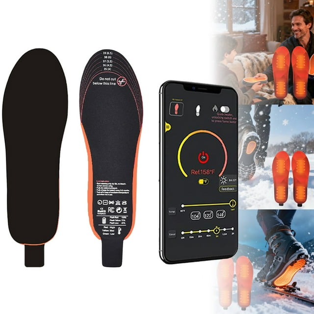 BotaniNest Rechargeable Wireless Heated Insoles For Plantar Fasciitis Ergonomic Design Adjustable Size App Controlled Temperature & Timer Warm Comfort For Cold Feet