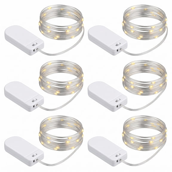 LED Fairy String Lights,6Pack 7FT 20 LED Battery Opeed Mini Lights with Silver Wire,Twinkle Firefly Lights for Wedding,Party,Christmas,Halloween,Birthday, Home Centerpieces,Warm White