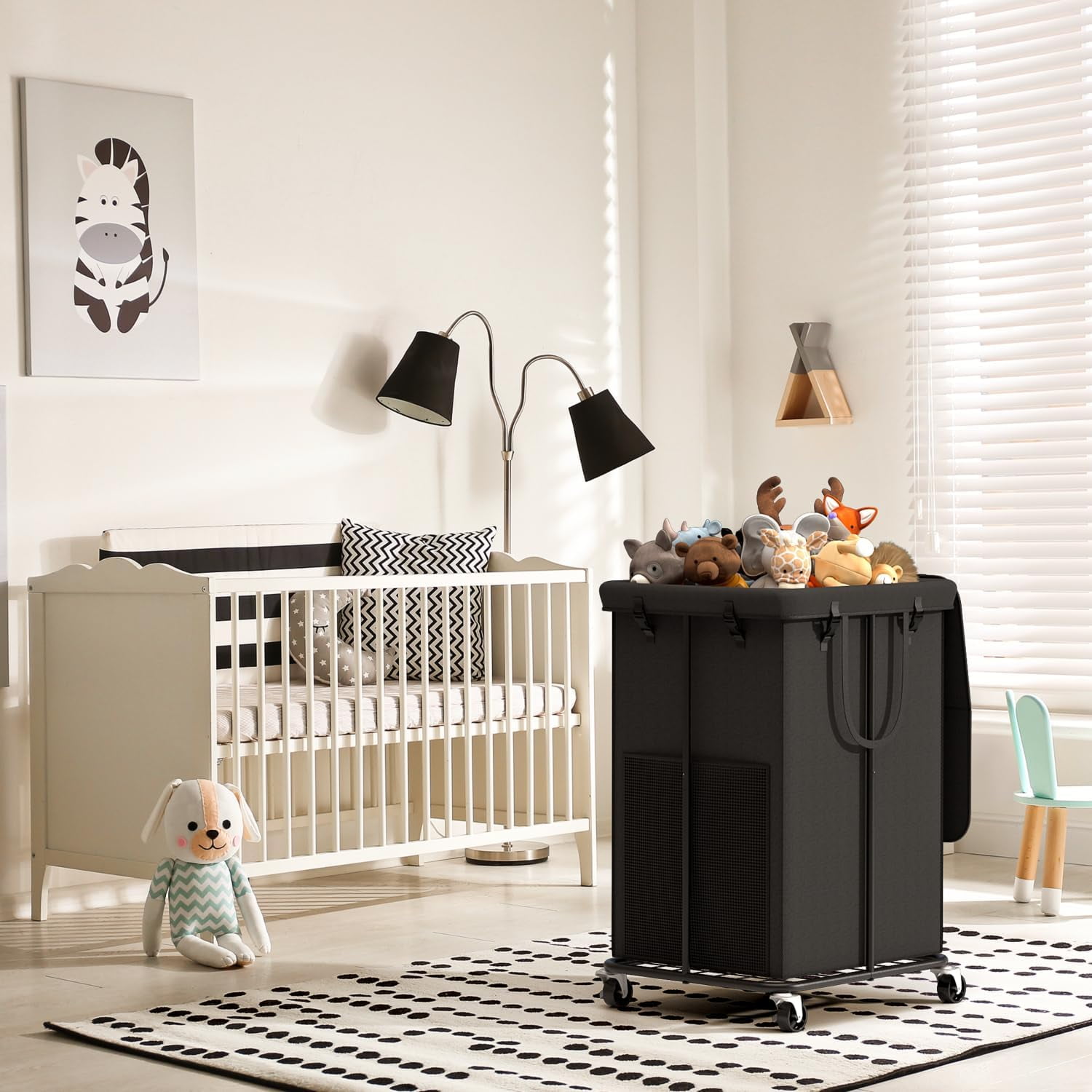 YKDIRECT 150L Large Laundry Hampers with Lid, Oxford Fabric Laundry Basket, Metal Frame and Removable Bag Design with Wheels, Suitable for Bedroom, Bathroom, Dorm Room, Laundry Room - Black