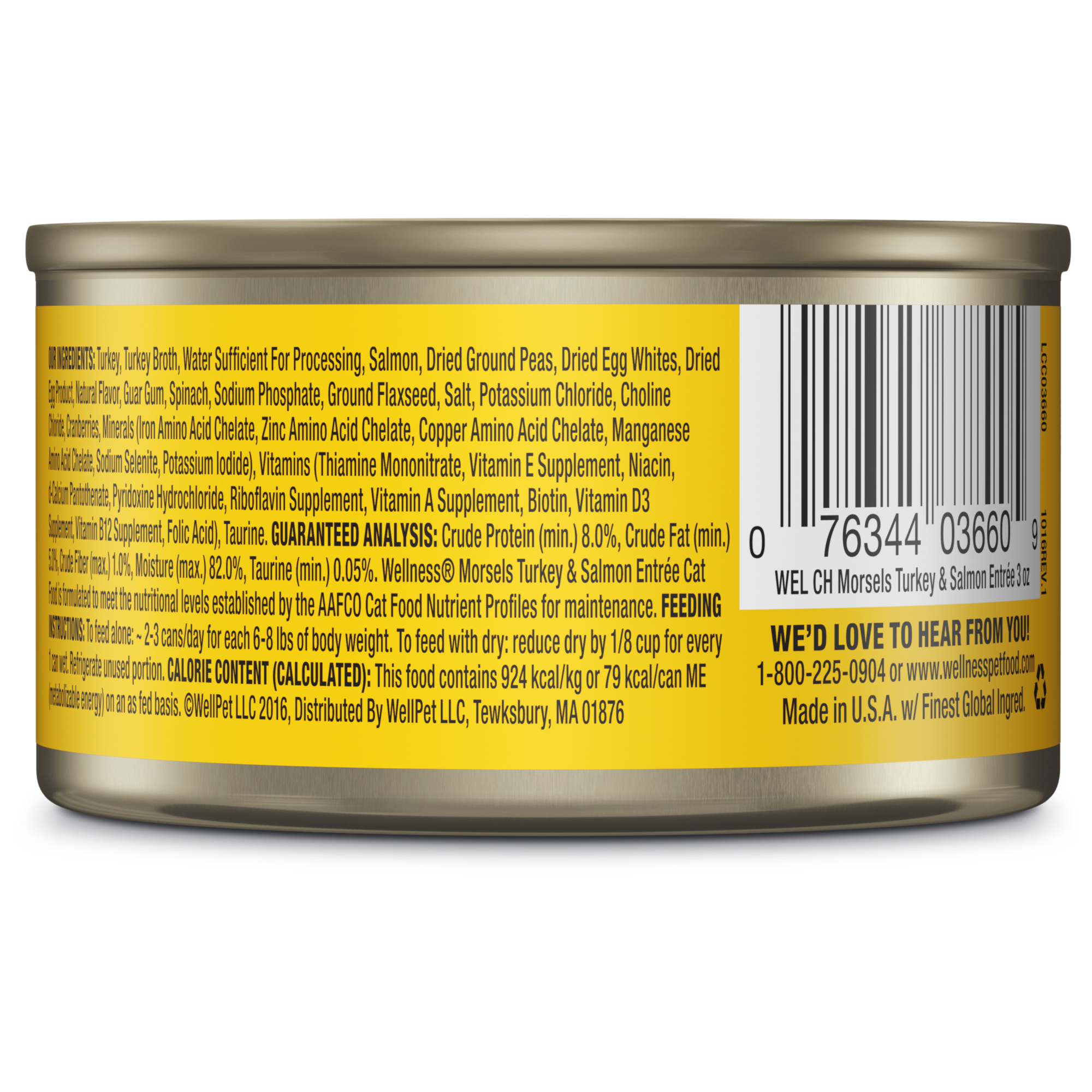 Wellness Complete Health Natural Grain Free Wet Canned Cat Food, Cubed Turkey & Salmon Entree, 3-Ounce Can (Pack of 24) - image 2 of 8