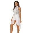 thumbnail image 2 of TiaoBug Womens Sequins Lyrical Dress Mock Neck Sleeveless Flowy Skirted Leotard Dancewear White L, 2 of 6