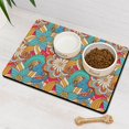 thumbnail image 2 of Boho Retro Floral Pet Feeding Mat-Absorbent Pet Placemat for Food and Water Bowl, with Waterproof Rubber Backing, Quick Dry Water Dispenser Mat for Dog and Cat (16"x24"), 2 of 5