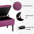 thumbnail image 6 of Foredo Traditional Upholstered Storage Ottoman Bench, Button Tufted Ottoman with Storage,Velvet Storage Bench for Bedroom, Entryway, Living room, Purple, 6 of 7