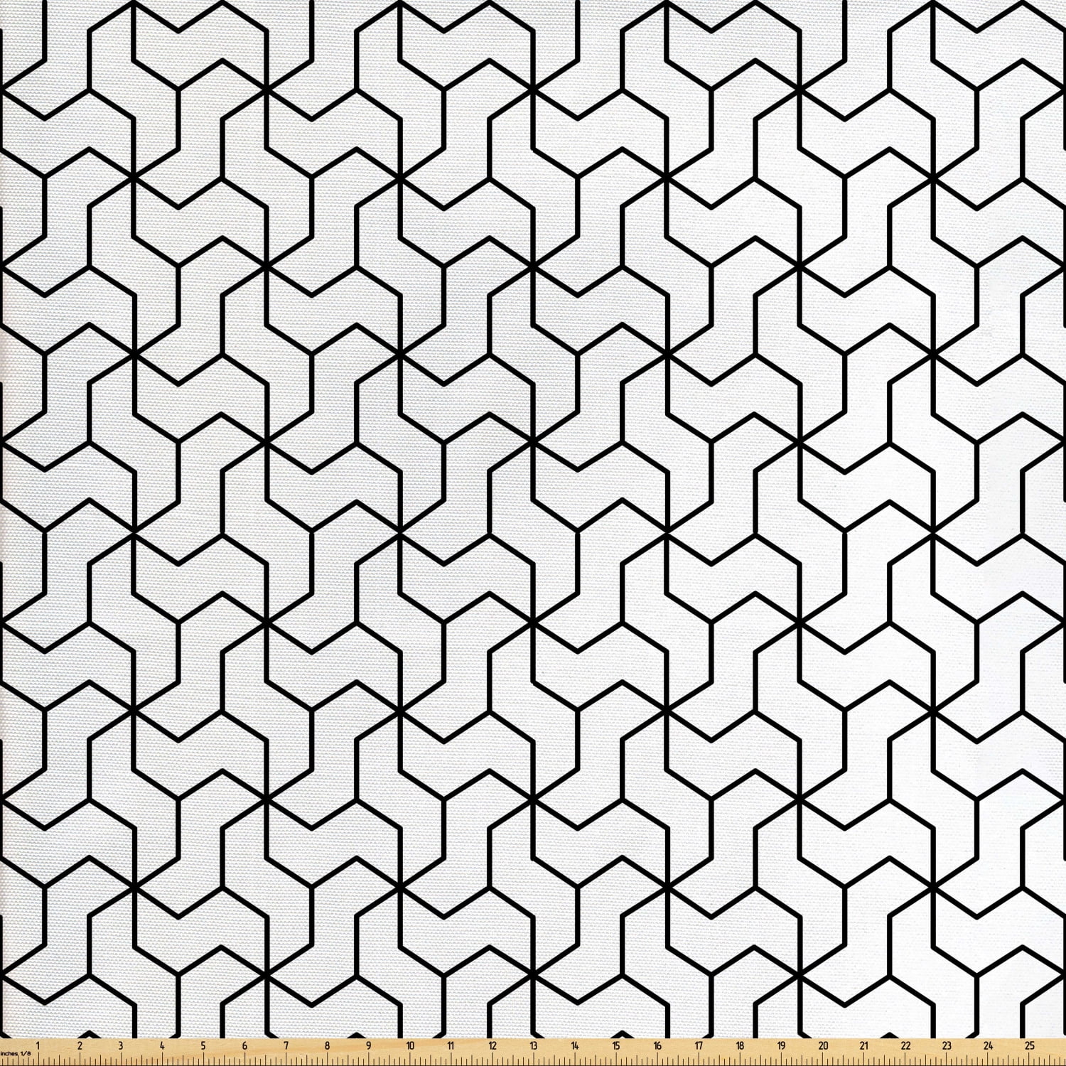 Black and White Fabric by The Yard, Geometric Arrangement with Monochrome Design Lines and