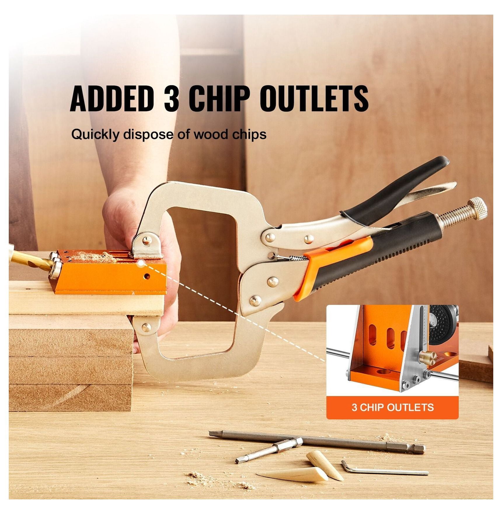 Pocket Hole Jig Set Joinery Woodworking System Adjustable Depth w/ Clamp