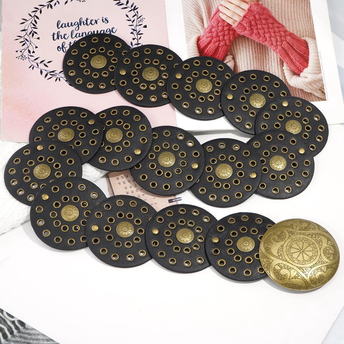 Wide Disc Belt for Women Vintage Hollow Boho Leather Belt 