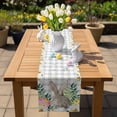 thumbnail image 5 of Easter Bunny Table Runner, Spring Gray Rabbit Daisy Floral Leaf Plants Plaid Cotton Linen Kitchen Table Decoration Washable Dining Tabletop Runners for Home Party Decor 18x72 Inches, 5 of 9
