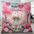 thumbnail image 4 of Hello Valentine’s Day Maine Coon Flower Crown Romantic Pink Floral Quilt Blanket Cat Lover Kitten Owner Gifts Cozy Comforter Throw Blanket - 00031, 4 of 5