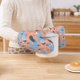 thumbnail image 7 of DouZhe Oven Mitts and Pot Holders Sets, Abstract Geometric Elements Pink Prints Non-Slip Heat Resistant Kitchen Oven Silicone Glove, 7 of 7