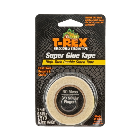 T-Rex Super Glue Tape, 0.5 in x 7.5 yd, Clear