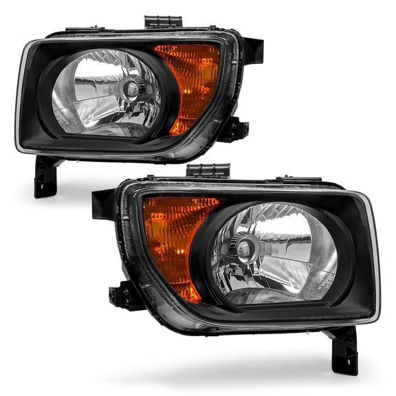 ADCARLIGHTS Headlight Assembly Compatible with Honda Element 2003 2004 2005 2006 Black Housing Amber Reflector Headlamp Replacement Pair