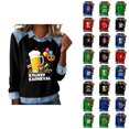 thumbnail image 1 of Mardi Gras Chemises à Manches Longues pour Femmes 2026 Mode Denim Patchwork Col à Revers Chandail en Molleton Graphique, 1 of 2