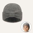 thumbnail image 2 of LYHaoo Winter Baby With Bow Knitted Soft Warm Yarn Hat For Infant Girls And Boys Cute Outfit Knit Caps,Gray, 2 of 6
