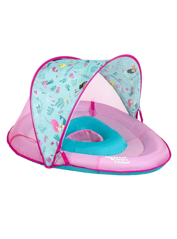 Aqua Swim School Grow-with-Me Baby Pool Float Boat for Infants, Pink Mermaid, 2 Toys Included
