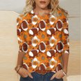 thumbnail image 3 of JTZGDY Baseball T-Shirts for Women Dressy Casual Summer 3/4 Lenght Sleeve Round Neck Graphic Tunic Tees Tops Loose Oversized Soft Cotton Blouse Orange XXL, 3 of 6