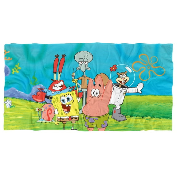 Spongebob Beach Towel, 30"x60", Spongebob Group Scene