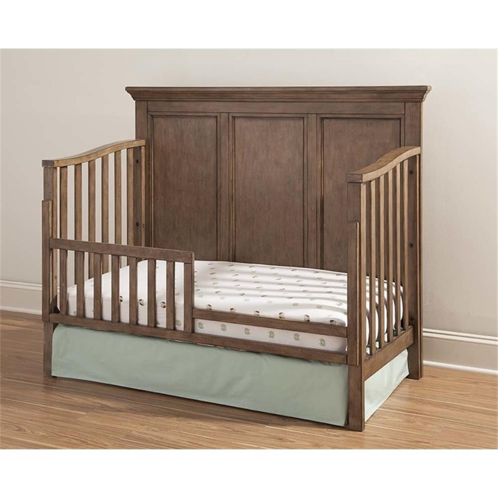Pemberly Row Wood Farmhouse Sturdy Toddler Rail in Cashew Finish