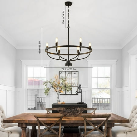 

Miumaeov 28.5 Vintage Chandelier 6-Light Wagon Wheel Candle Chandelier Farmhouse Pendant Chandeliers Fixture Contemporary Chandelier Over Table for Bedroom Living Room Kitchen E12