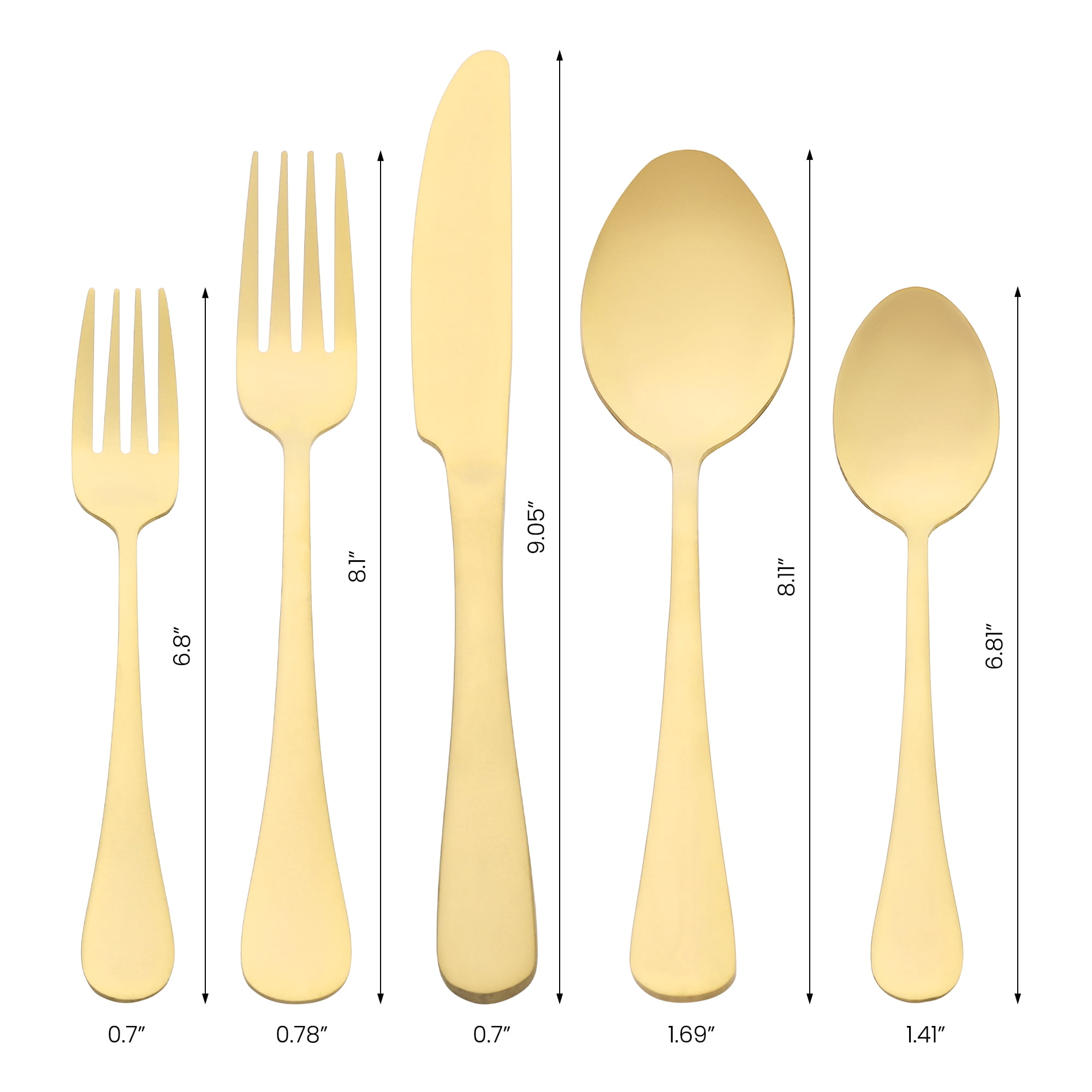 Unique Bargains 20 Pcs Stainless Steel Flatware Set Mirror Polished Cutlery Gold