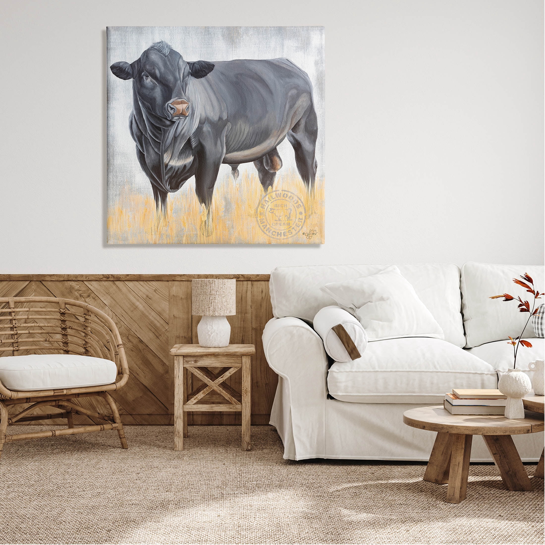Stoic Cattle Farm Portrait Animals & Insects Graphic Art Gallery Wrapped Canvas Print Wall Art