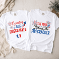 thumbnail image 4 of Pregnancy Announcement Matching Couple Comfort Colors Shirts, Expecting Little Firecracker Tee Set, 4th Of July Gift For New Parents, 4 of 7