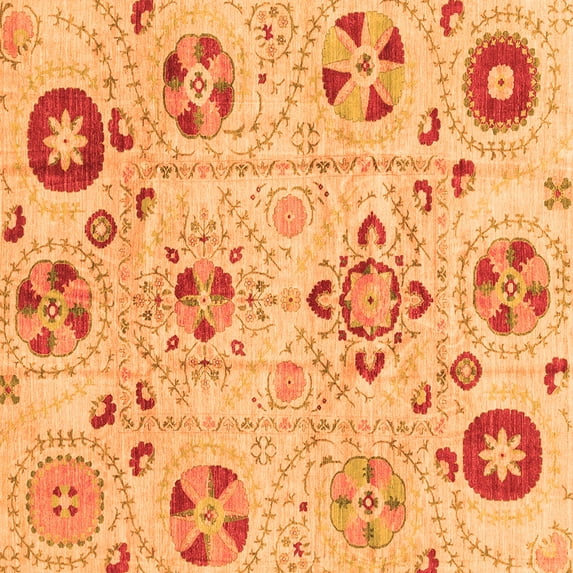 Ahgly Company Indoor Square Abstract Orange Modern Area Rugs, 3' Square