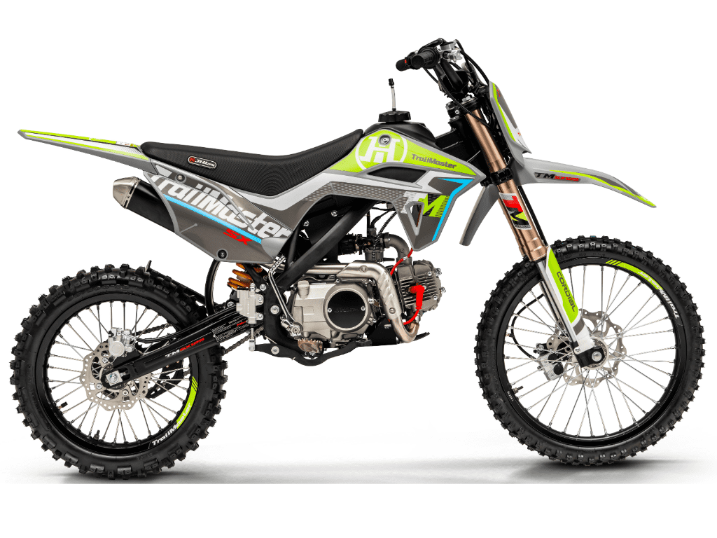 Trailmaster SX125 Dirt Bike, 124cc, Max Speed 50 mph, Ages 16+, 4-Speed Manual, Air-Cooled Engine, Electric & Kick Start, 19/16 Tires, 32.7" Seat Height (Green)