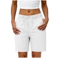 thumbnail image 2 of Womens Cargo Shorts High Waisted Button Quick Dry Athletic Shorts Lightweight Running Summer Hiking Shorts with Pockets, 2 of 9