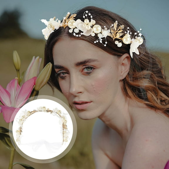 HOOWIFFY Elegant Bridal Wedding Headdress for Brides, Golden Alloy Hair Accessory, Stylish Bridal Headpiece, 1 Piece