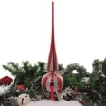 thumbnail image 3 of Tree Topper Finial Red Modern Tree Topper Glittered Stripes Cd0091r, 3 of 3