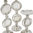 thumbnail image 2 of 22, 16, 10 Inch Pillar Candle Set of 3, Agate Stone, Silver Metal Frame, 2 of 2