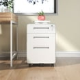 thumbnail image 3 of Metal File Cabinets, 3-Drawer Wide Mobile File Cabinet with Lock, All-Steel Metal Storage Cabinet on Casters, for Home & Office,White, Fully Assembled, Holds A4/Letter Files, 110lbs/Drawer, 3 of 16