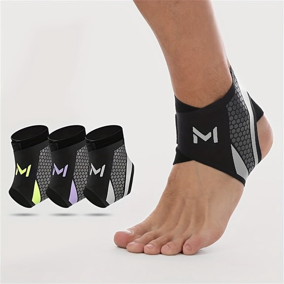 1 Pair Lightweight Sports Ankle Brace, Compression Sprain & Breathable for Sport & Fitness - One Size, Breathable Neoprene Sleeve, Adjustable Wrap,Gray - 1Pair