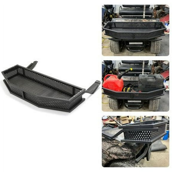 KOJEM Black Front Clay Outer Cargo Basket w/ Mounting Brackets for Club Car DS Golf Cart Gas & Electric Models (Hardware Included)