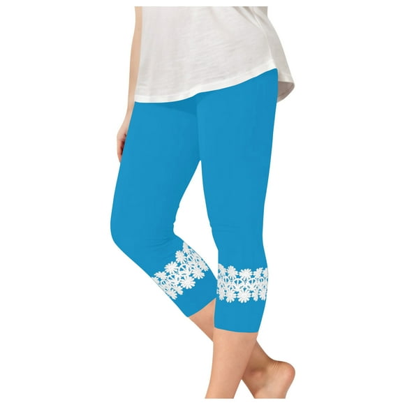 LLYwey Toddler Girls Capris Leggings , Kids Stretch Cropped Yoga Pants, Teen Girls’ Elastic Waist Pull on Dance Running Workout Capris Pants, Style-36, Blue, 6T