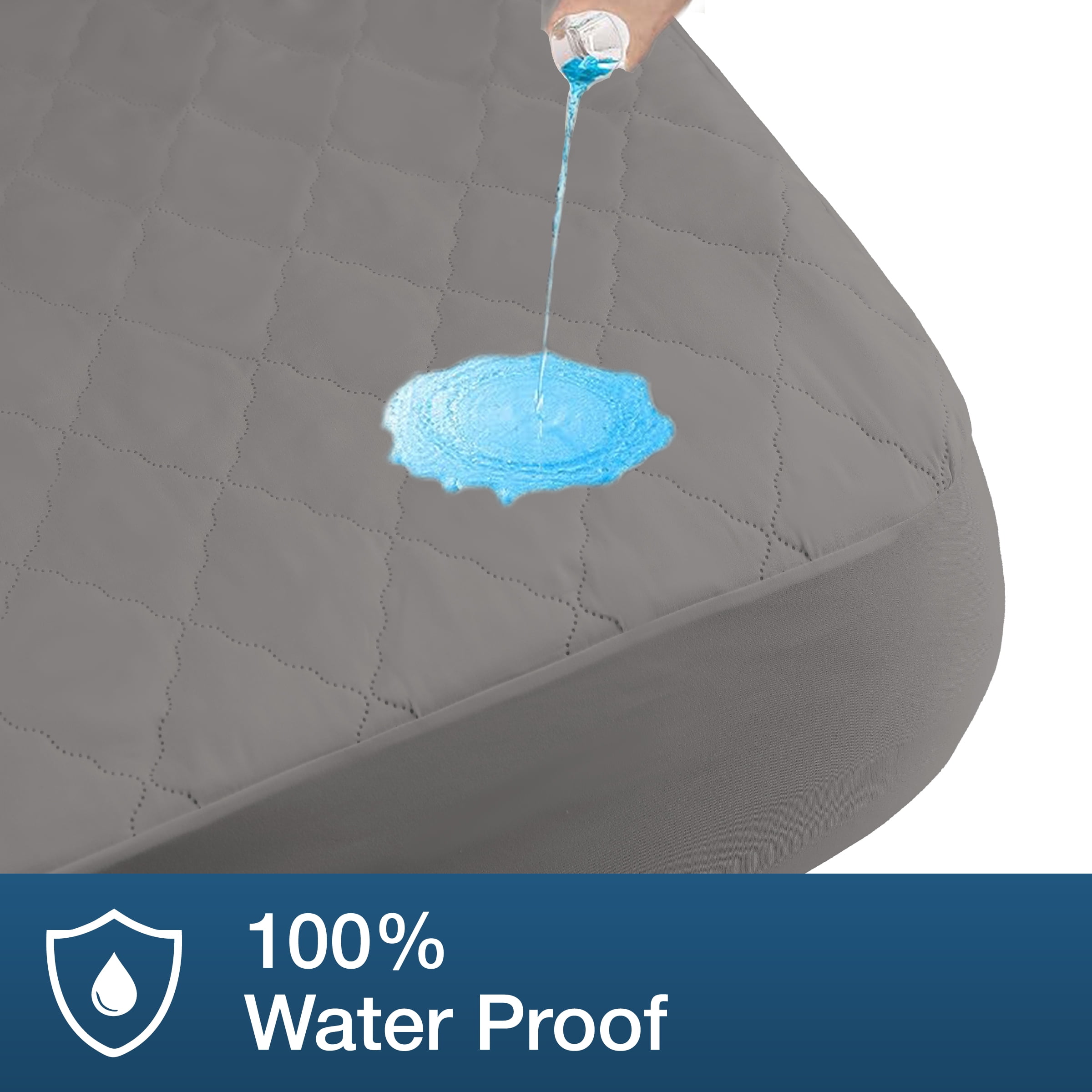 Beddora Waterproof Mattress Protector with Quilted Top – King – Soft & Breathable – Light Grey