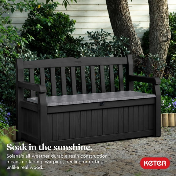 Keter Solana Outdoor Seating 70 Gallon Resin Deck Box, Grey