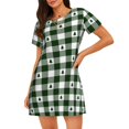 thumbnail image 1 of Disketp Green White Christmas Tree Lumberjack Plaid para Camisón Corto de Manga Corta para Mujeres, Camisón Cómodo con Escote Redondo, Bonito y Confortable, 1 of 6