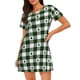thumbnail image 1 of Easygdp Green White Christmas Tree Lumberjack Plaid Camisón de manga corta para mujer, informal, estampado, 1 of 6