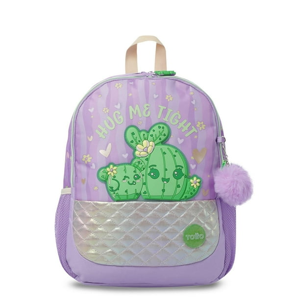 TOTTO Mochila Escolar Mediana para Niña con Bolsillo para Botella | 15 L KACTY M purpura M
