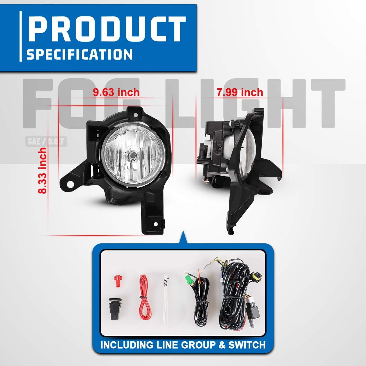 Fog Lights Assembly for Toyota RAV4 2013 2014 2015,OEM Replacement Fog Lamps Clear Lens with Bulbs-H16 12V 19W