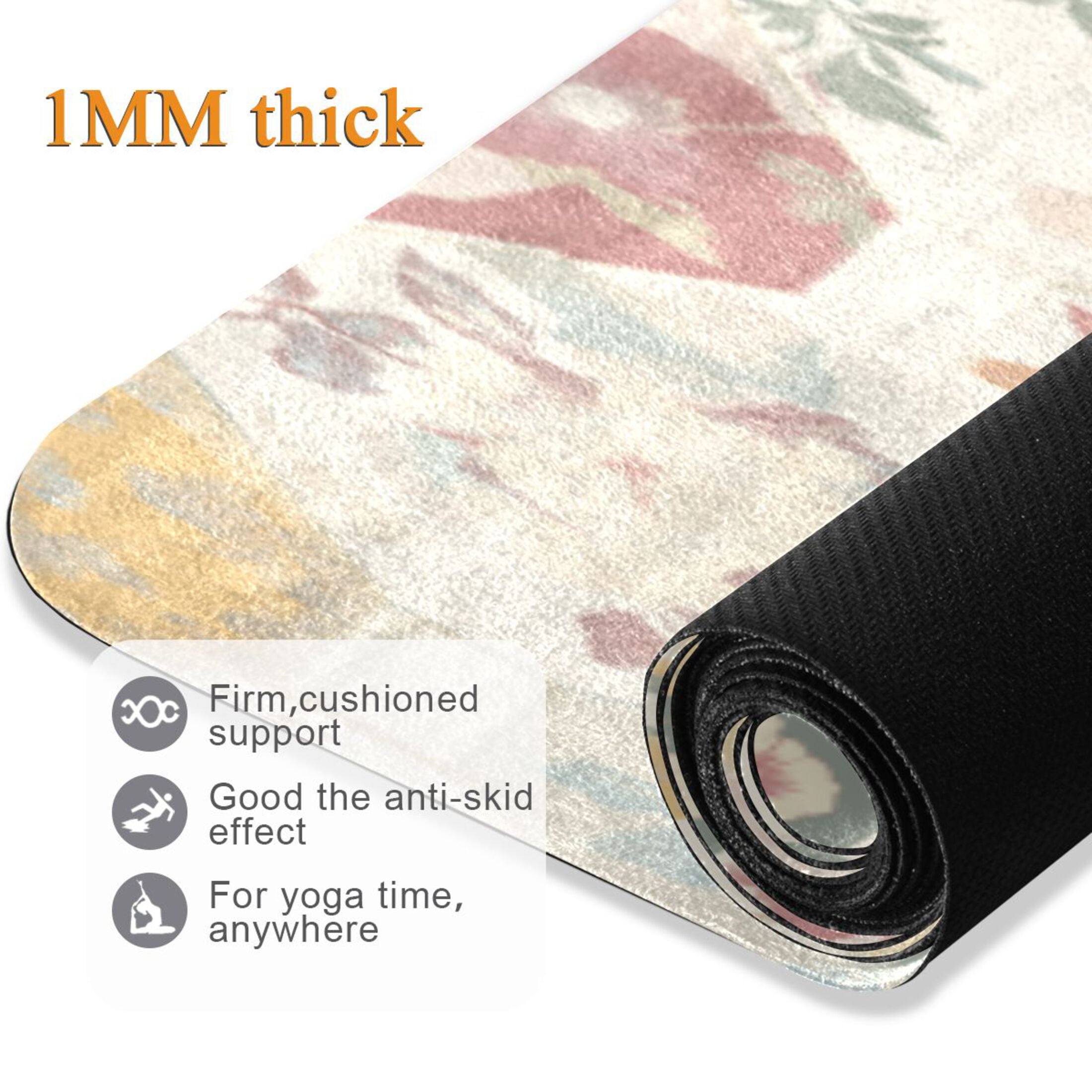 BZSMCE Yoga Mat Women Fitness Mat Vintage Floral Harmony Pattern