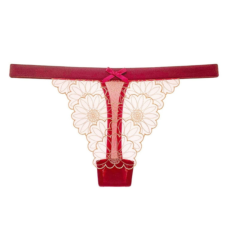 Zuwimk Cotton Thongs For Women,Women Mesh Thongs Panties Bikini Lightweight  No Show Underwear Red,One Size