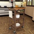 thumbnail image 2 of Steve Silver Belden Solid Wood Gray-Brown Kitchen Cart with Locking Casters, 2 of 8