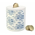 thumbnail image 3 of Anemone Flower Piggy Bank, Floral Pattern with Bouquet of Blue Flowers Delicate Victorian Design, Ceramic Coin Bank Money Box for Cash Saving, 3.6" X 3.2", Night Blue White, by Ambesonne, 3 of 4